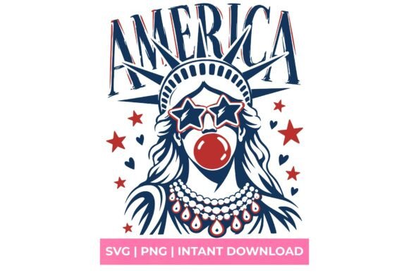 America Lady Liberty Retro SVG for T-Shirt Designs and Graphics
