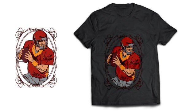 Decorative Football Player SVG for Graphics and T-Shirt Designs