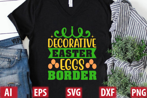 Easter Egg Border Graphics for T-Shirt Designs