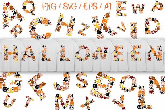 Halloween Vector Alphabet Letters for Graphics and T-Shirt Designs