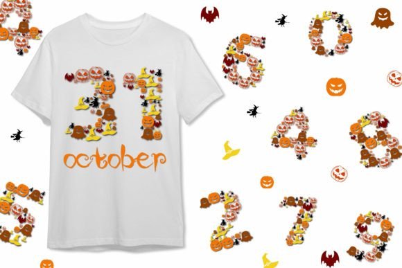 Halloween Vector Numbers: Graphics for T-Shirt Designs