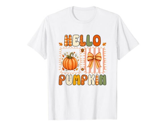 Hello Pumpkin Bow Fall T-Shirt Graphics