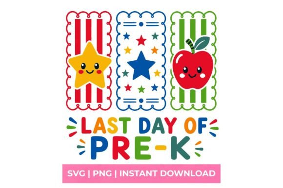 Last Day of Pre-K Retro Primary SVG Graphics
